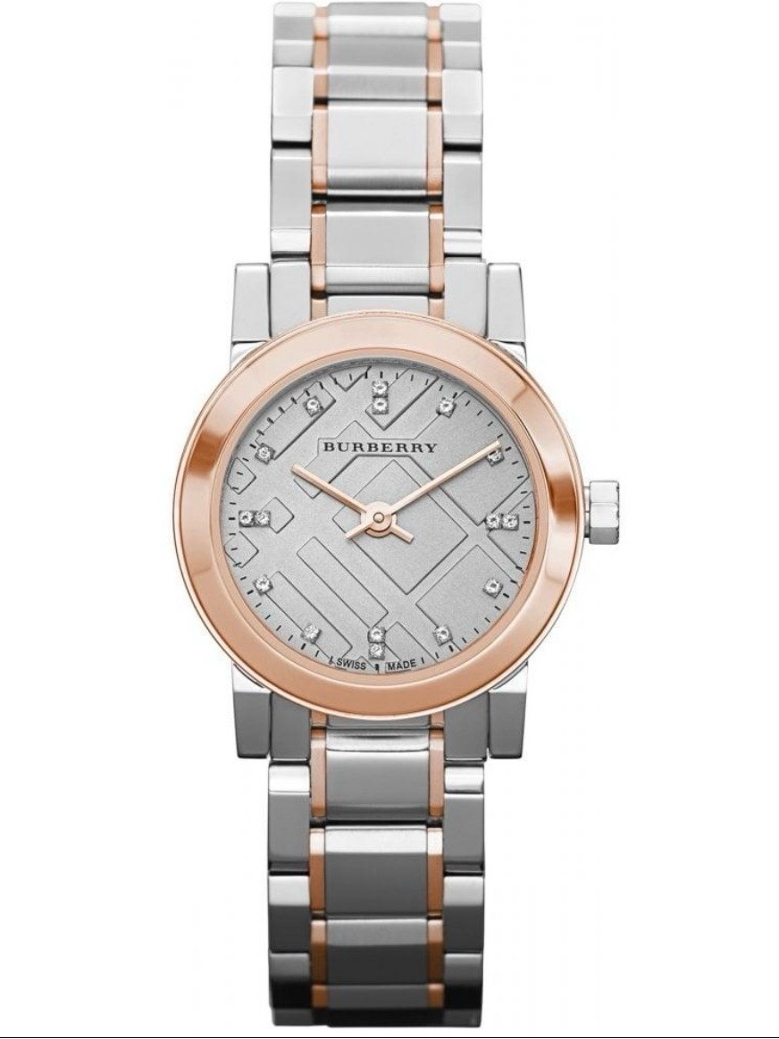 Burberry Two-Tone Sapphire Ladies Stainless Steel Watch - Silver & Rose Gold